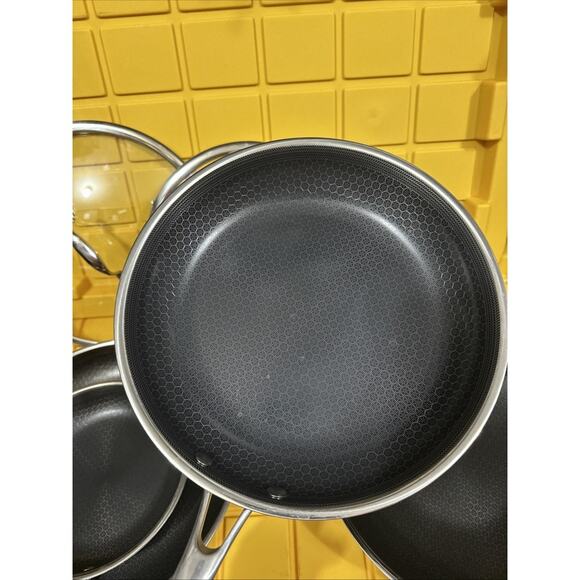 HEXCLAD 7 Piece Nonstick Stainless Steel Frying Pan Set 8 10 12- Lids Wok $600 - Picture 7 of 10